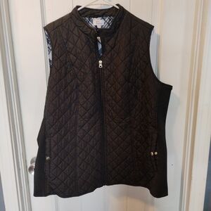 Kim Rogers Quilted Black Sleeveless Zip-Up Vest
